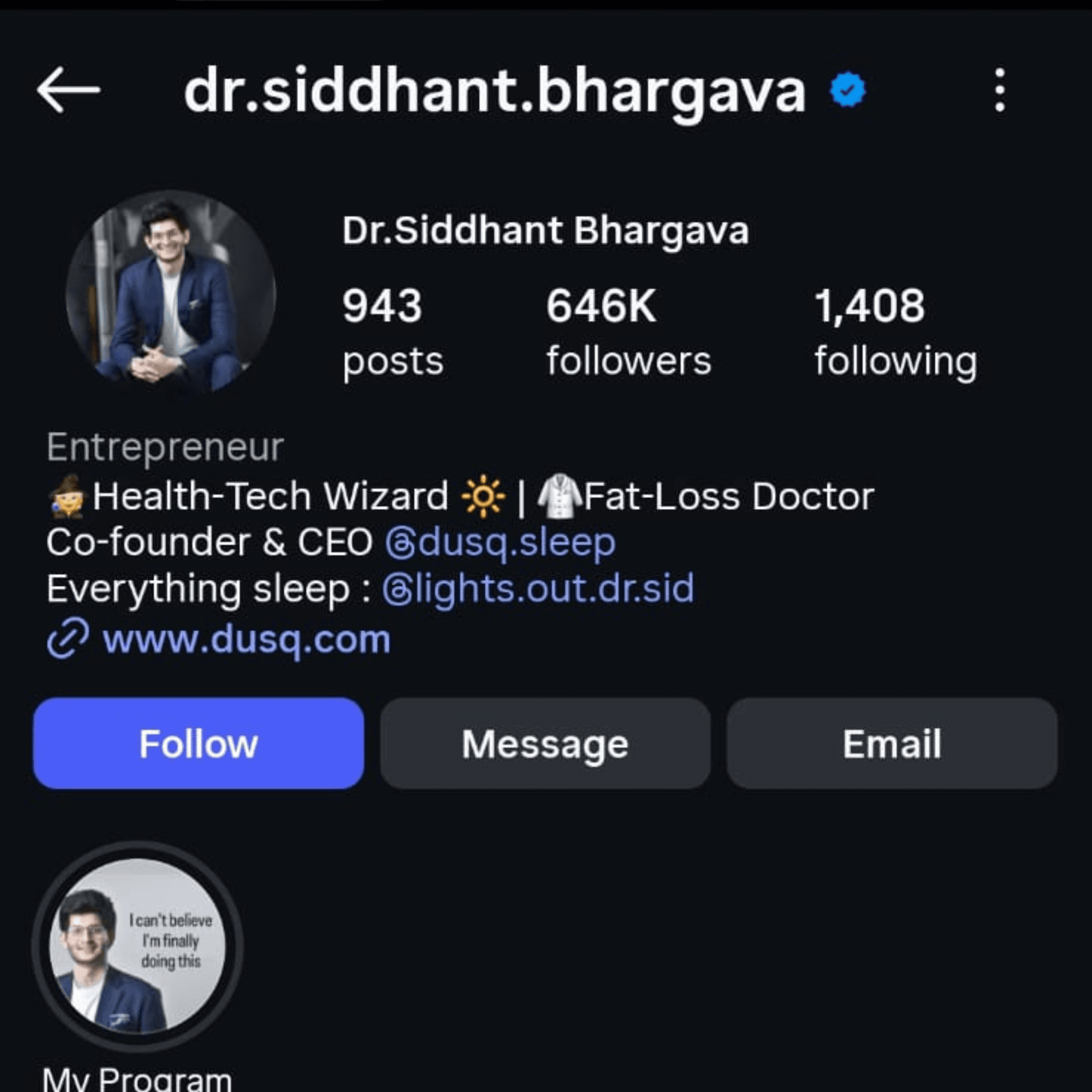 @dr.siddhant.bhargava — Instagram profile