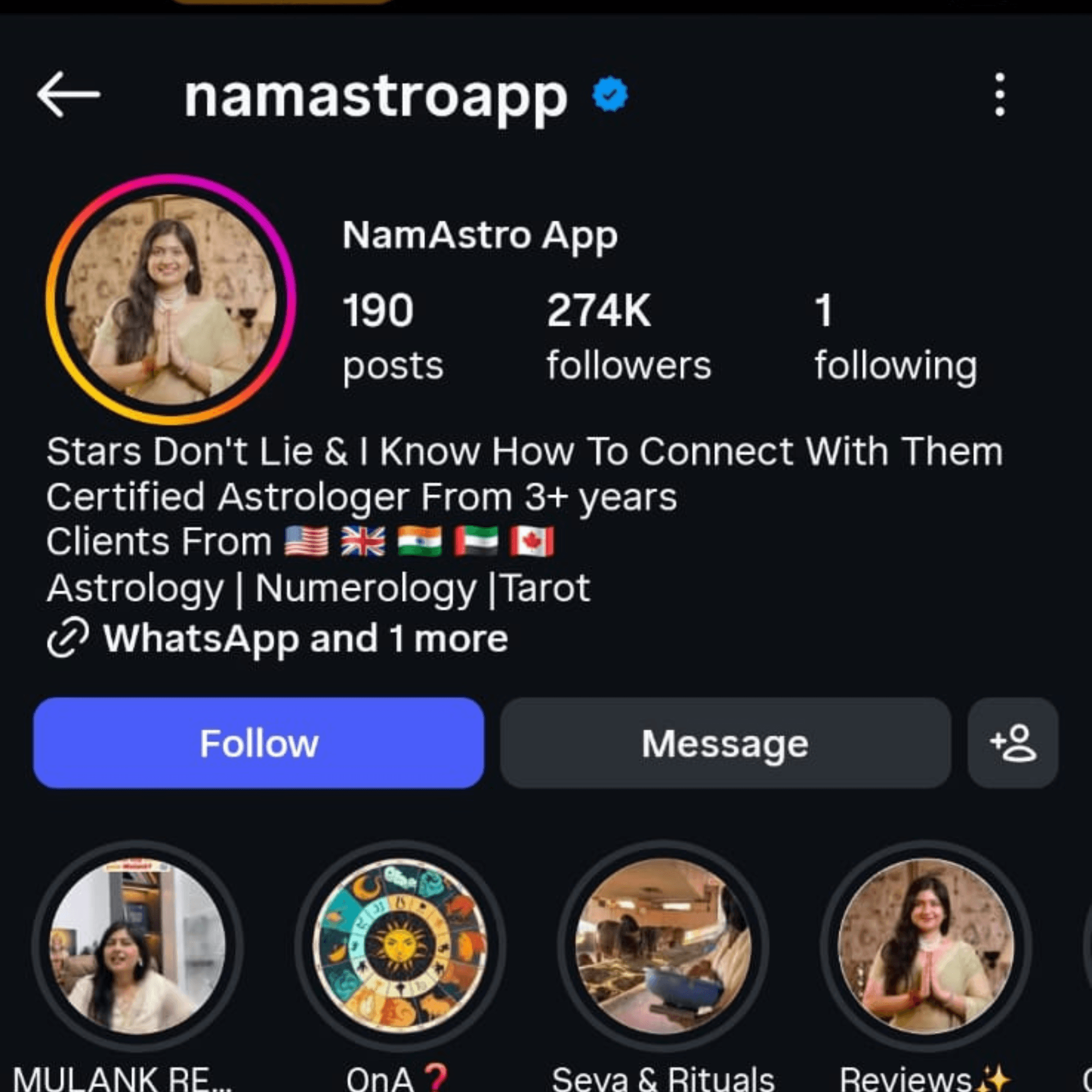 @namastro.app — Instagram profile